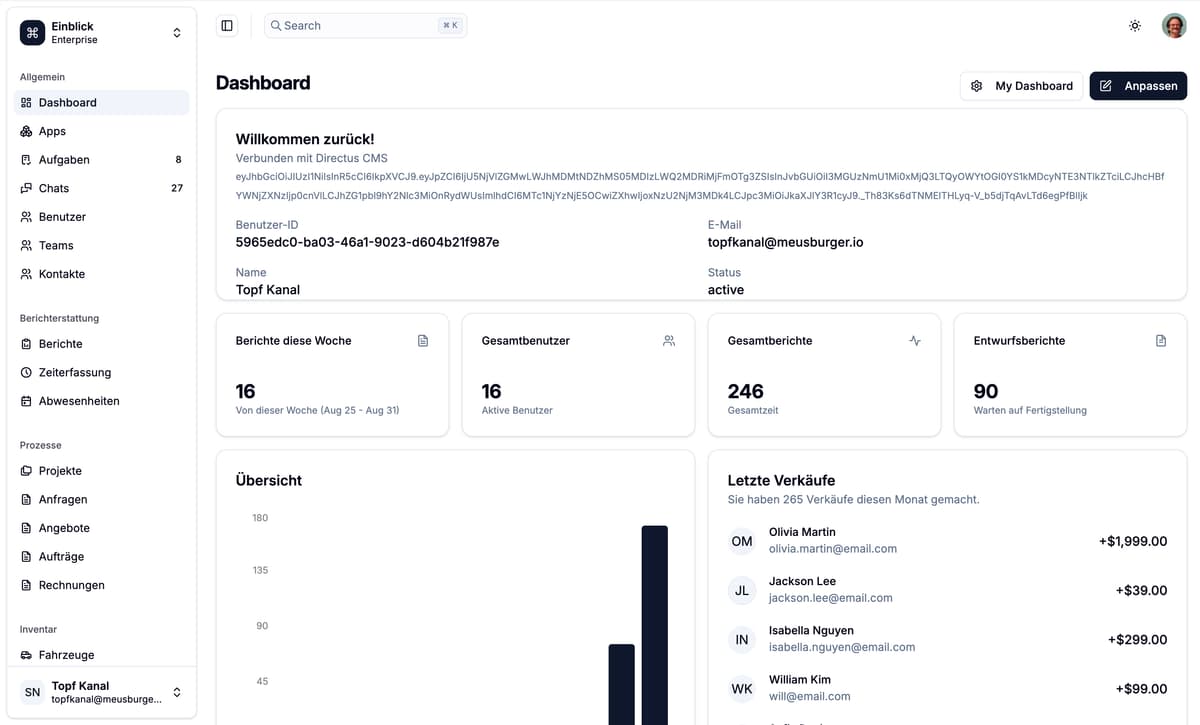 Einblick Dashboard Screenshot