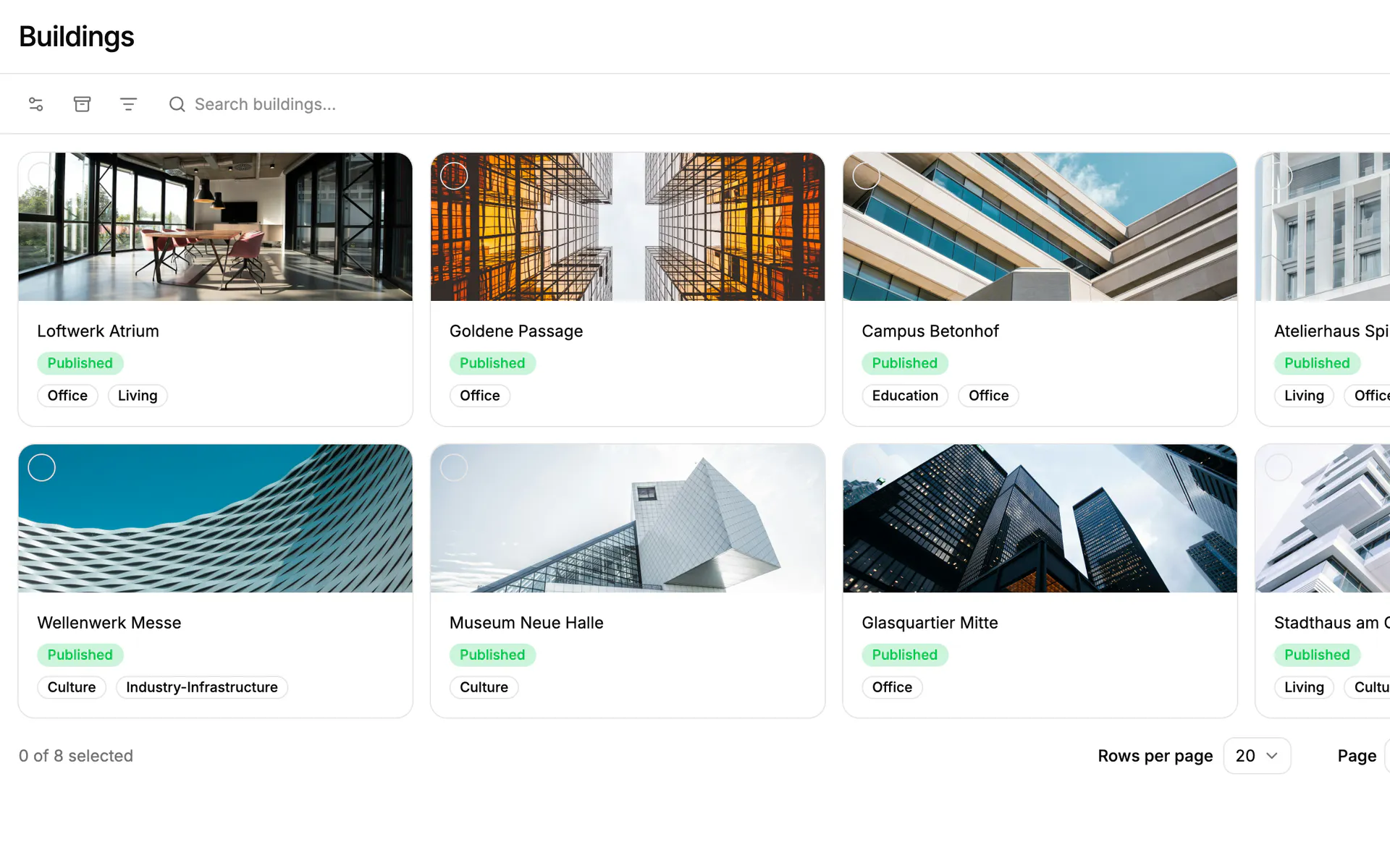 Screenshot: Buildings in Einblick