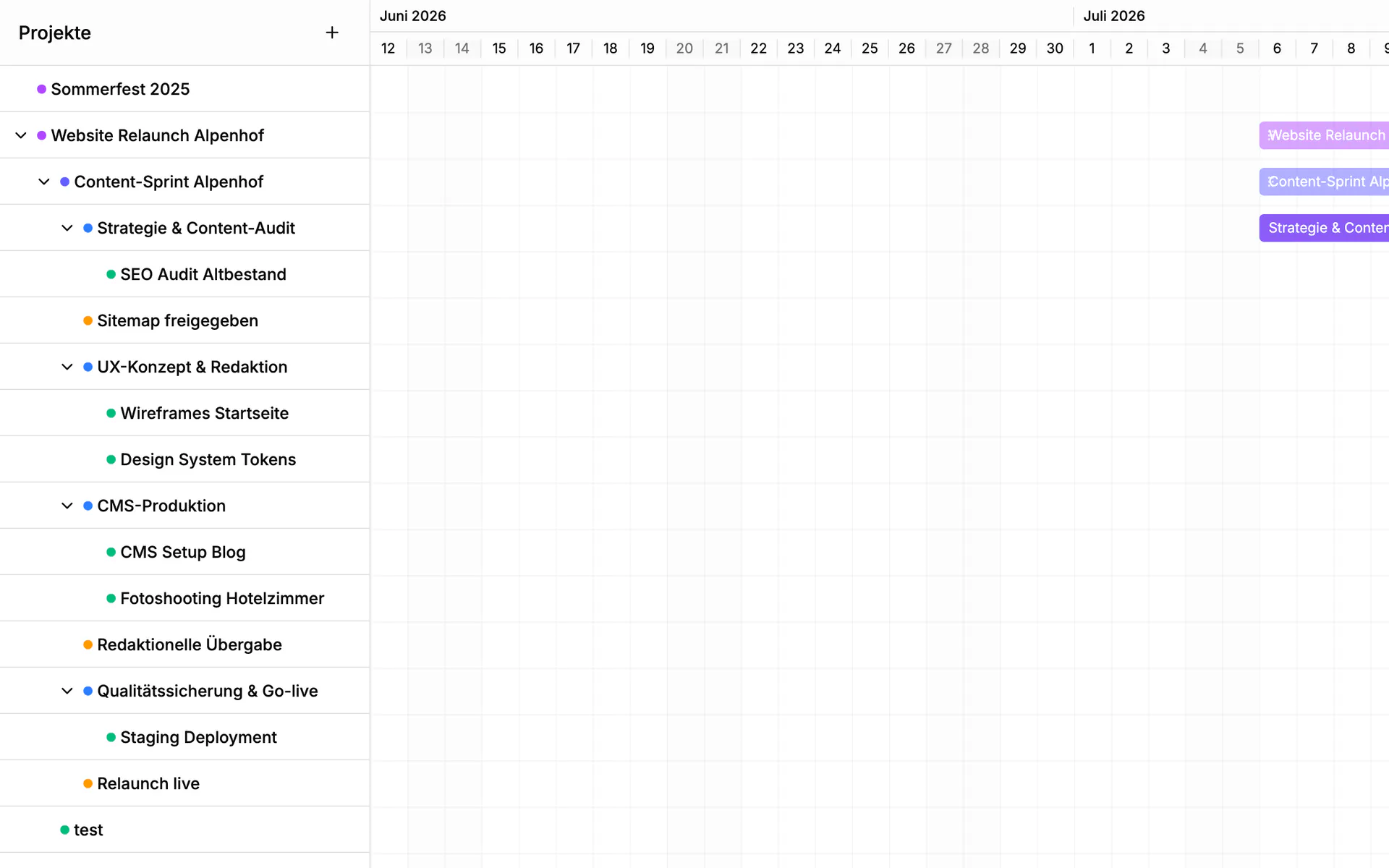 Screenshot: Planer in Einblick